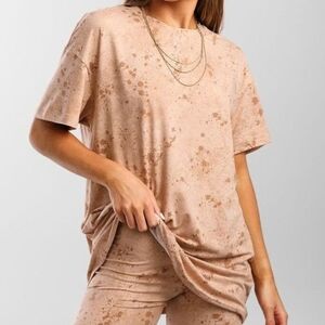 NeW The Buckle BKE GILDED INTENT SOFT BROWN SPLATTER OVERSIZED TEE Shirt TOP L